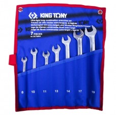 KING TONY Набор комбинированных удлиненных ключей, 8-19 мм, чехол из теторона, 7 предметов