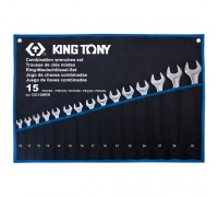 KING TONY Набор комбинированных ключей, 10-32 мм, чехол из теторона, 15 предметов