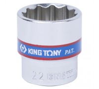 KING TONY Головка торцевая стандартная двенадцатигранная 3/8", 22 мм